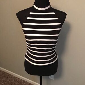 Vintage 90’s XSCAPE Black & White Stripe Halter Size 10